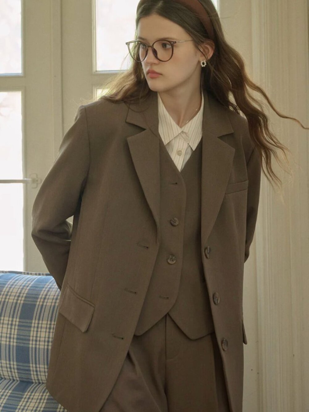 Simple Retro Ryan Classic Notched Lapel Pocket Back Slit Blazer
